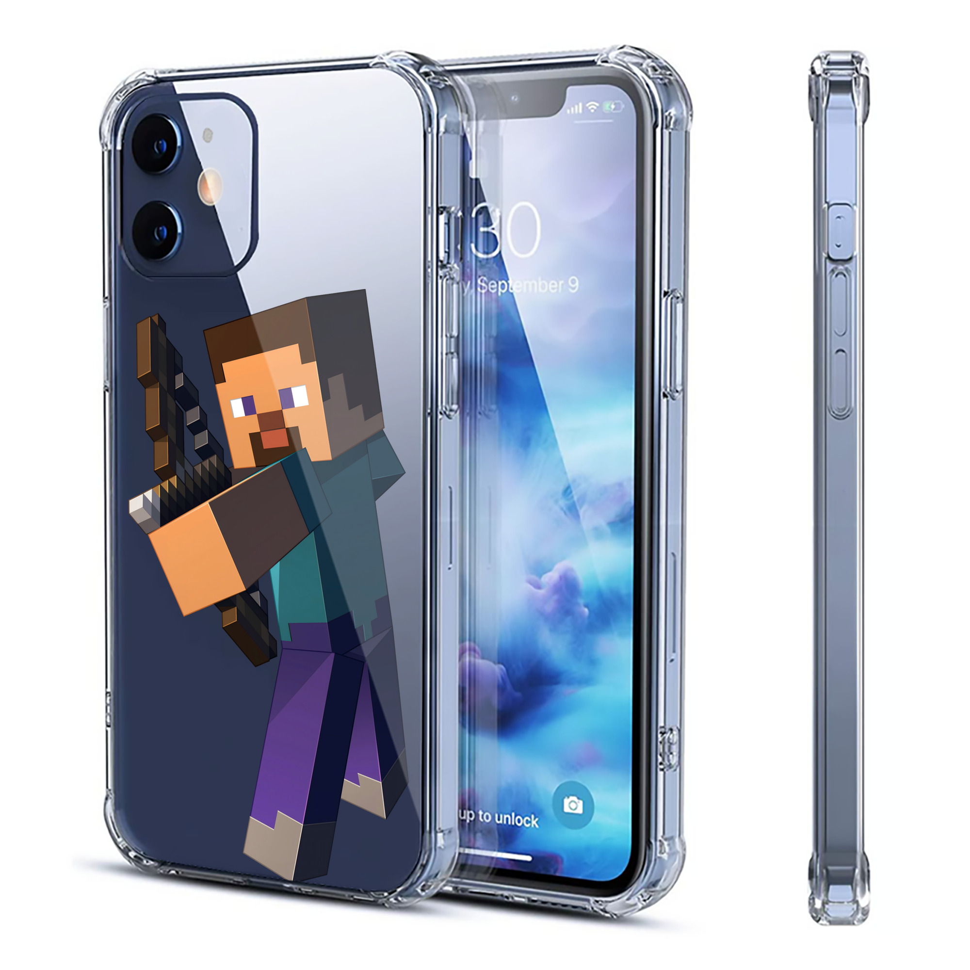 （画像用） マインクラフト ブロックの世界 Minecraft MC Block world 【iPhone 12シリーズ対応】透明スマホケース（クリアソフトケース）